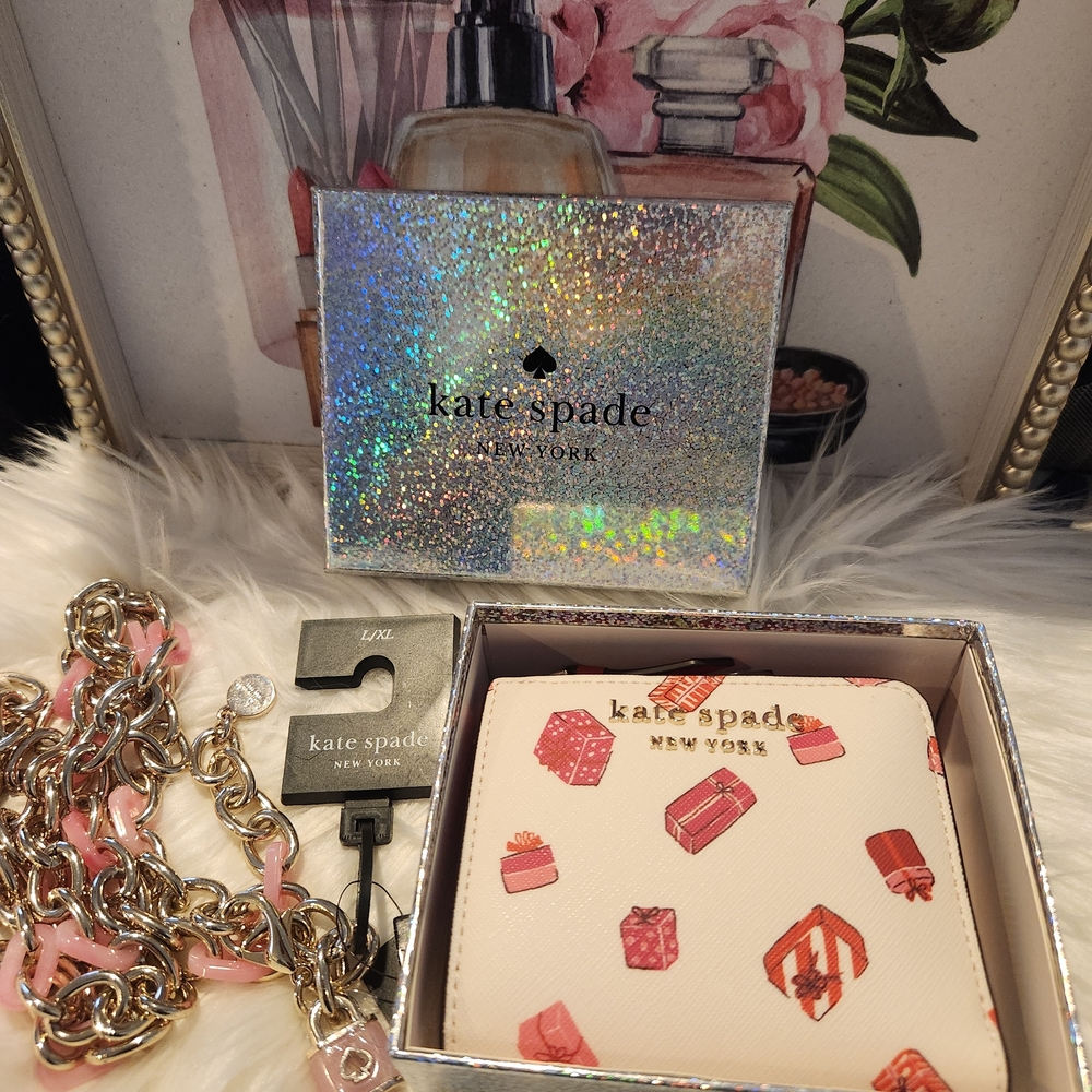 Kate Spade Bundle Wallet with Gift Box Print & Belt NIB